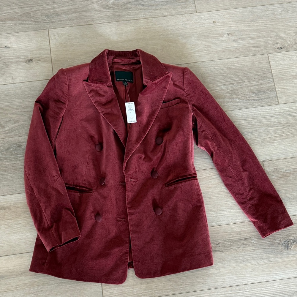 Banana Republic Rich Red Velvet Blazer